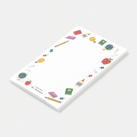 Glückliche Schulnoten des Lehrers Post-it Klebezettel (angewinkelt)