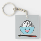 Glückliche Schüssel Essstäbchenvergaser des weißen Schlüsselanhänger (Vorderseite)