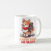 Glückliche Schwänze Auf Wanderwegen Lustiger Hund Kaffeetasse (VorderseiteRechts)