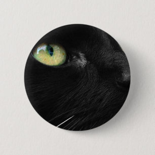Glückliche schwarze Katze Button