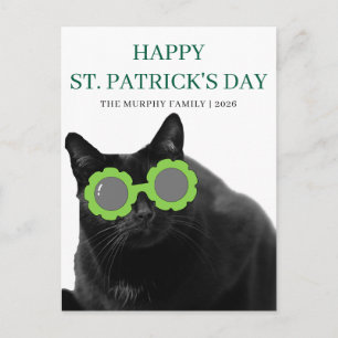 Glückliche schwarze Katze Kleeblatt St. Patrick's  Feiertagspostkarte