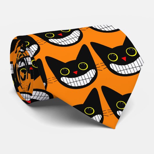 Glückliche schwarze Katze Krawatte (Gerollt)