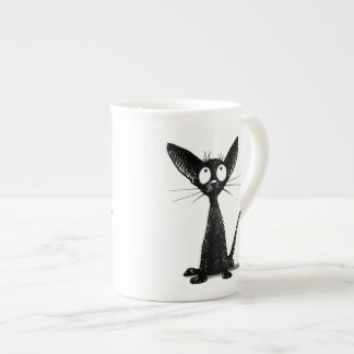 Glückliche schwarze Katze Porzellantasse