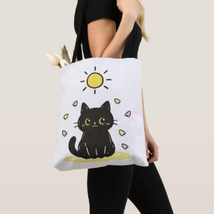 Glückliche schwarze Katze Sonnenschein Tasche