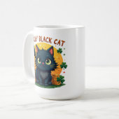 Glückliche schwarze Katze: St. Patrick's Day Clove Kaffeetasse (Vorderseite Links)