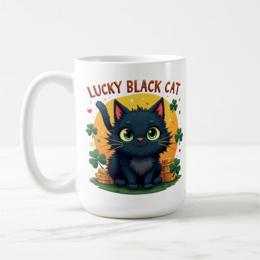 Glückliche schwarze Katze: St. Patrick's Day Clove Kaffeetasse (Links)