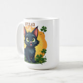 Glückliche schwarze Katze: St. Patrick's Day Clove Kaffeetasse (Vorderseite Links)