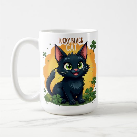 Glückliche schwarze Katze: St. Patrick's Day Clove Kaffeetasse (Links)