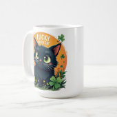 Glückliche schwarze Katze: St. Patrick's Day Clove Kaffeetasse (Vorderseite Links)
