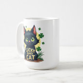Glückliche schwarze Katze: St. Patrick's Day Clove Kaffeetasse (Vorderseite Links)