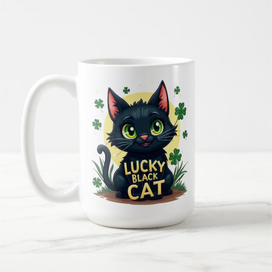 Glückliche schwarze Katze: St. Patrick's Day Clove Kaffeetasse (Links)