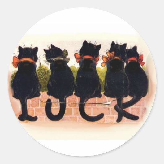 Glückliche schwarze Katzen Runder Aufkleber (Vorderseite)