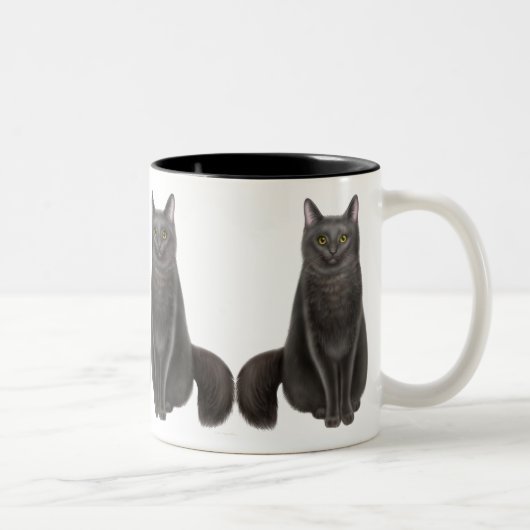 Glückliche schwarze Katzen-Tasse Zweifarbige Tasse (Rechts)