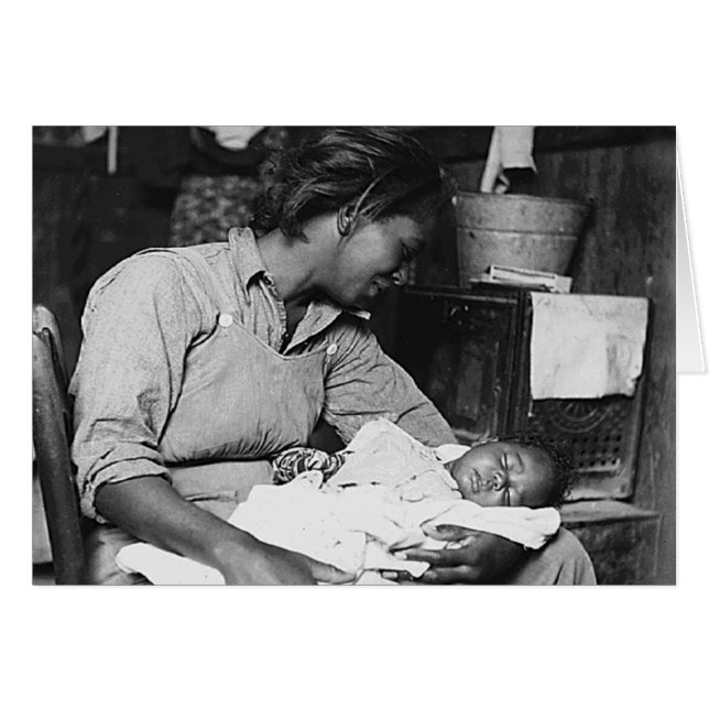 glückliche schwarze Mutter mit Kind (Vorderseite (Horizontal))