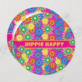 Glückliche Sechzigerjahre des Hippie Retro Einladung (Vorne/Hinten)