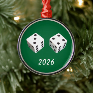 Glückliche Sieben Würfelwurf Silbernes Ornament