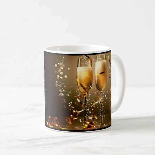 Glückliche Silvester-Champagne-Tasse Kaffeetasse (VorderseiteRechts)