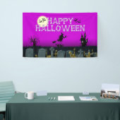 Glückliche Skeleton Hexe-lila   Fahne Halloweens Banner (Messeveranstaltung)
