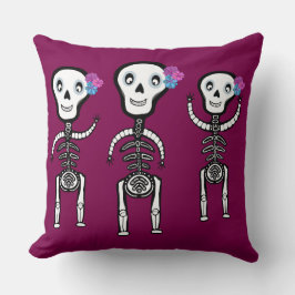 Glückliche Skelette mit Blume Tasche Kissen