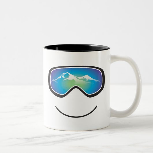 Glückliche Skier-/Snowboarder-Tasse Zweifarbige Tasse (Rechts)
