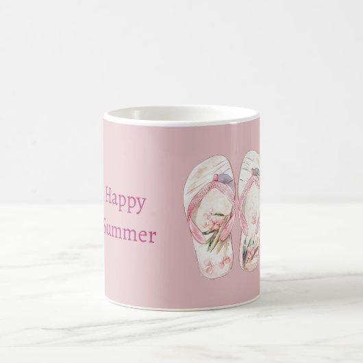 Glückliche Sommer-Rosa Sandalen Kaffeetasse (Mittel)