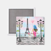 Glückliche Sommerferien Frauen in Paris Magnet Ges (Vorderseite/Rückseite)