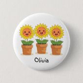 Glückliche Sonnenblumen Personalisiert Button (Vorderseite)