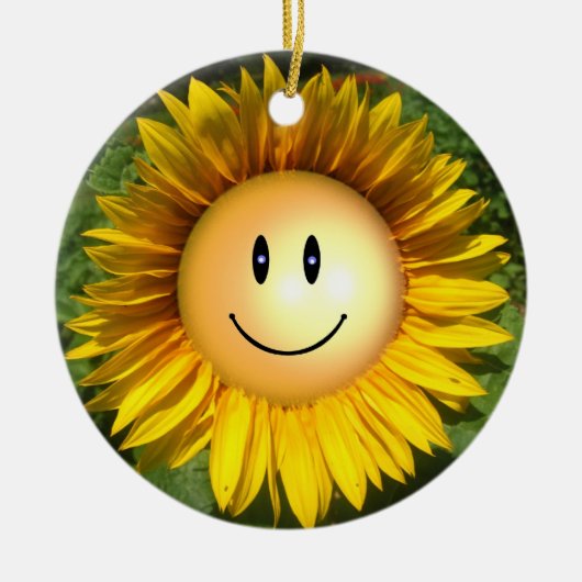 Glückliche Sonnenschein-Blume Keramikornament (Vorne)