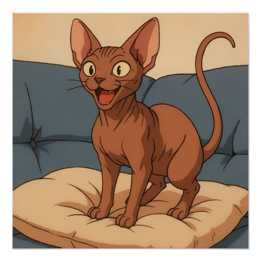 Glückliche Sphynx-Katze Poster (Vorderseite)
