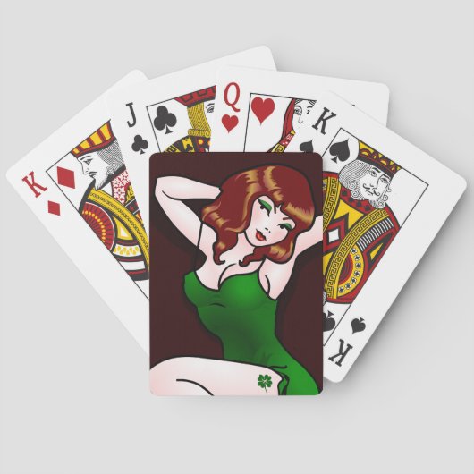 Glückliche Spielkarten Lady Luck St Patrick's Card (Rückseite)