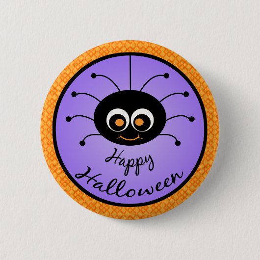 Glückliche Spinne Halloweens Toon Button (Vorderseite)
