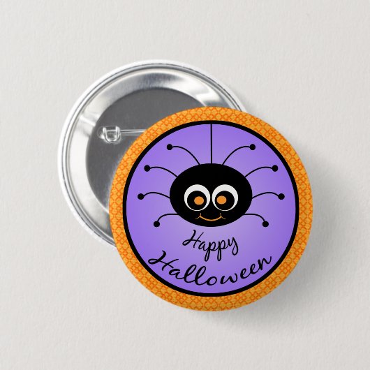 Glückliche Spinne Halloweens Toon Button (Vorne & Hinten)
