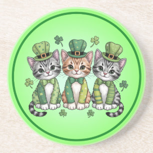 Glückliche St. Patrick’s Day-Kätzchen-47474 Getränkeuntersetzer