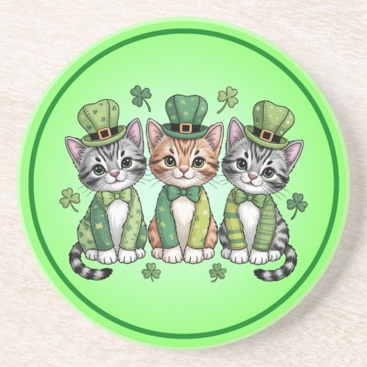 Glückliche St. Patrick’s Day-Kätzchen-47474 Getränkeuntersetzer (Vorne)