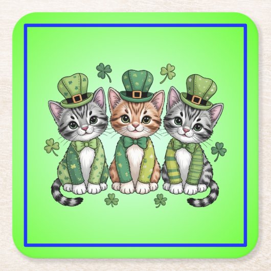 Glückliche St. Patrick’s Day-Kätzchen-47474 Rechteckiger Pappuntersetzer (Vorderseite)