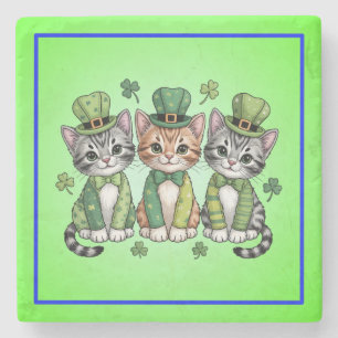 Glückliche St. Patrick’s Day-Kätzchen-47474 Steinuntersetzer