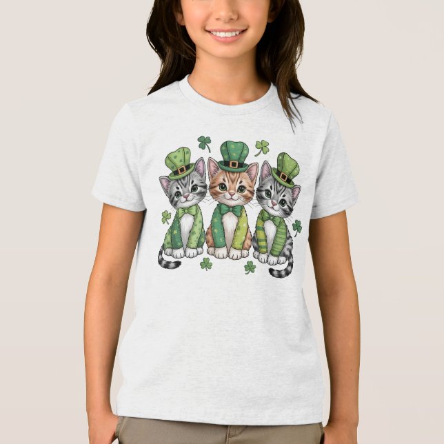 Glückliche St. Patrick’s Day-Kätzchen-47474 Tri-Blend Shirt (Vorderseite)