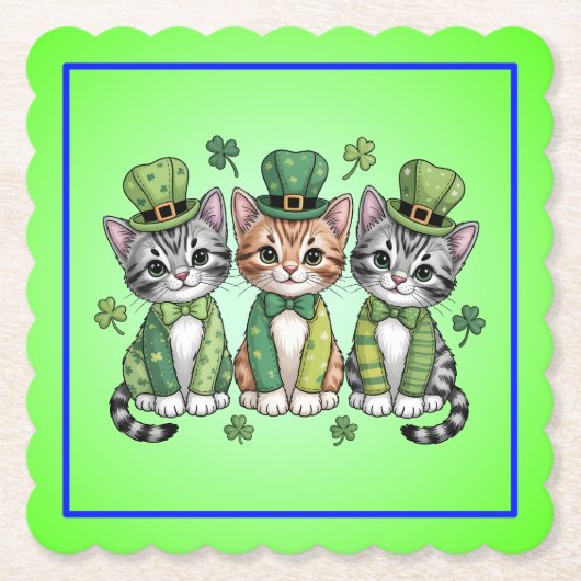 Glückliche St. Patrick’s Day-Kätzchen-47474 Untersetzer (Vorderseite)
