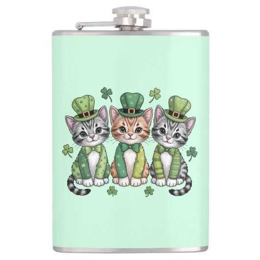 Glückliche St. Patrick's Day-Kätzchen-47474 Flachmann (Vorderseite)