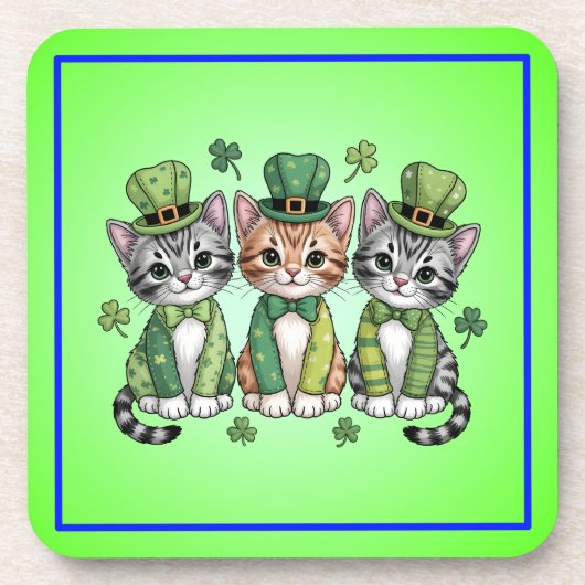 Glückliche St. Patrick's Day-Kätzchen-47474 Getränkeuntersetzer (Vorderseite)