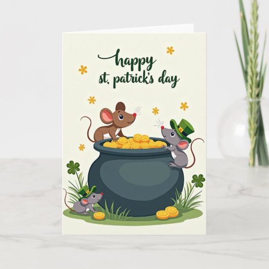 Glückliche St. Patricks Day Mäuse Karte (Vorderseite)