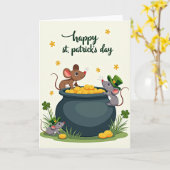 Glückliche St. Patricks Day Mäuse Karte (Gelbe Blume)