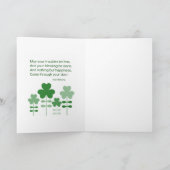 Glückliche St. Patrick's Day Sloth Grußkarte Karte (Innenseite)