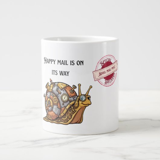 Glückliche Steampunk-Schnitzpost Jumbo-Tasse (Vorderseite)
