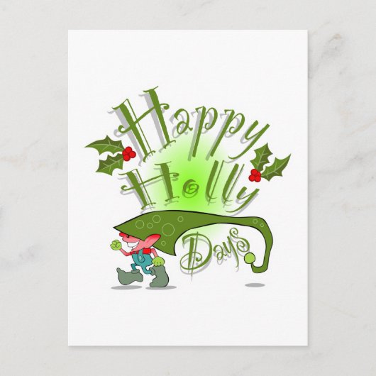 Glückliche Stechpalmen-Tage Feiertagspostkarte (Vorderseite)