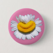 Glückliche Strahlende Kamille-Blume Lächeln Button (Vorderseite)