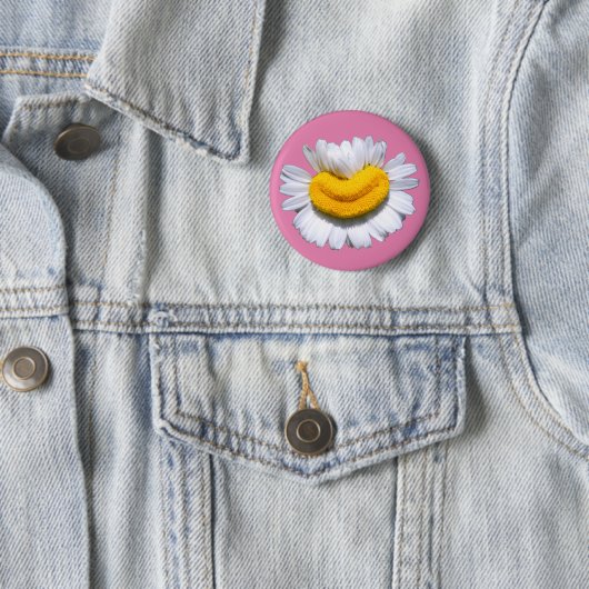 Glückliche Strahlende Kamille-Blume Lächeln Button (Beispiel)