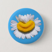 Glückliche Strahlende Kamille-Blume Lächeln Button (Vorderseite)