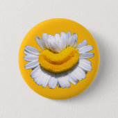 Glückliche strahlende Kamille Blume Lächeln Button (Vorderseite)