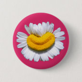 Glückliche strahlende Kamille Blume Lächeln Button (Vorderseite)